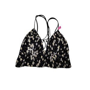 NWT Victoria Secret PINK Black Floral Strappy Bralette